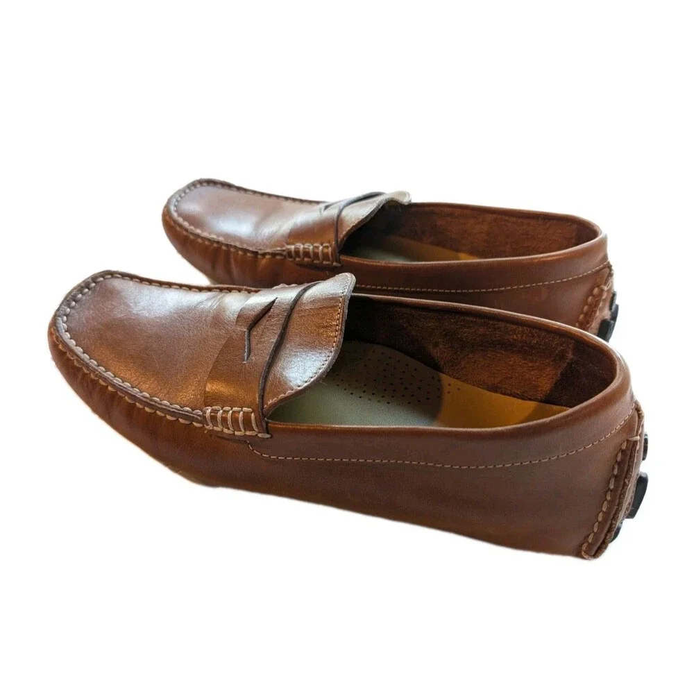 COLE HAAN Howland Shoes Mens 8M Brown Penny Loafers Driving Moccasin Preppy